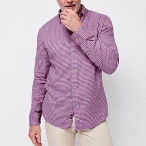 FAHERTY $158 Movement Shirt Blue Rose Gingham Button Down size Large Soft Casual